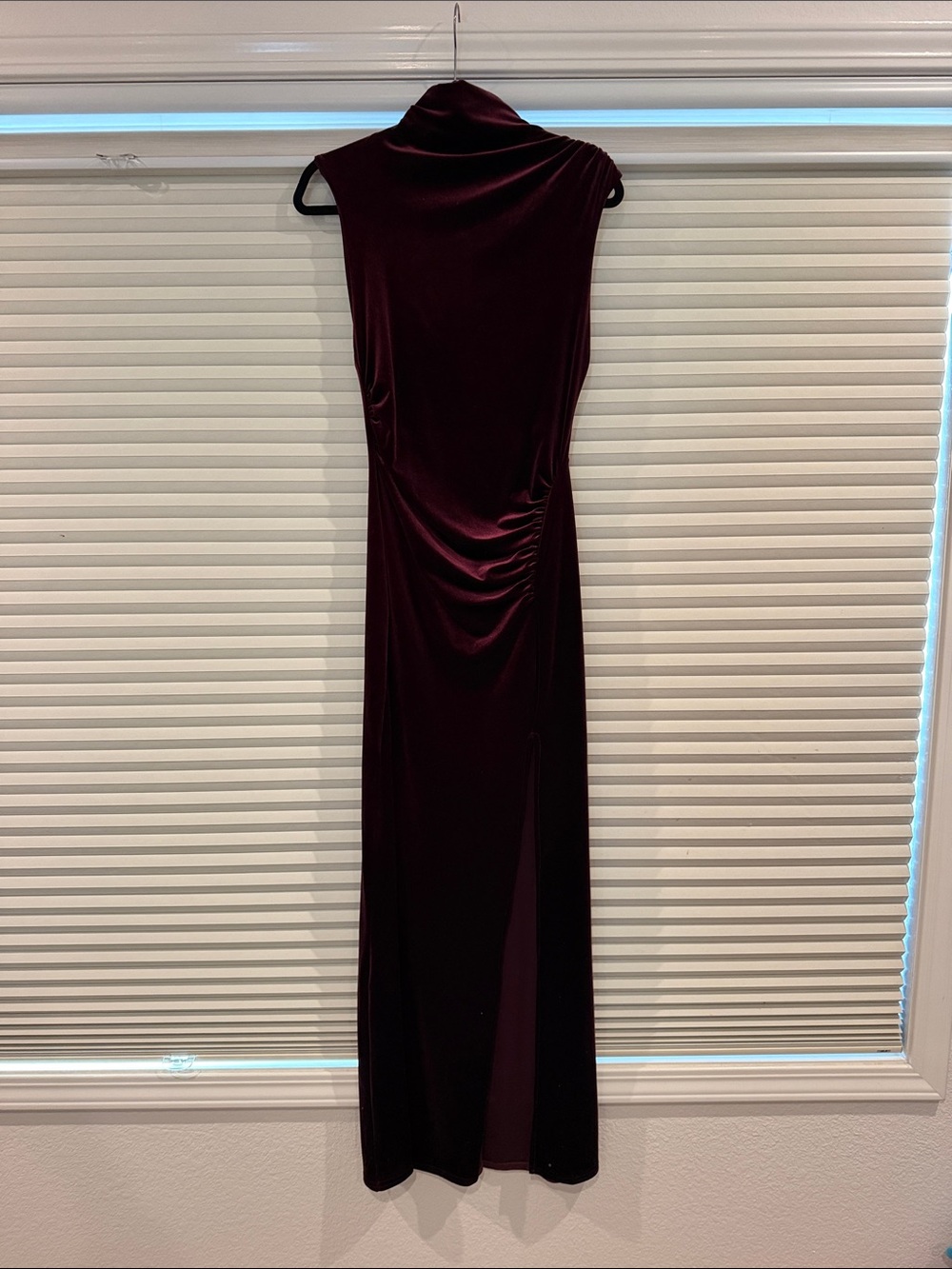 Club L London Sleeveless Velvet Maxi Dress in Burgundy